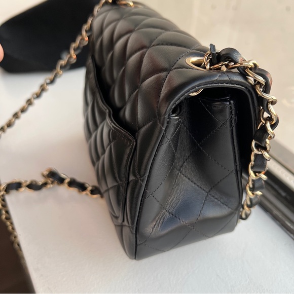 NWT Chanel Black CC Mini Square Lambskin Classic Flap w Receipt! Champagne HW - Picture 14 of 14